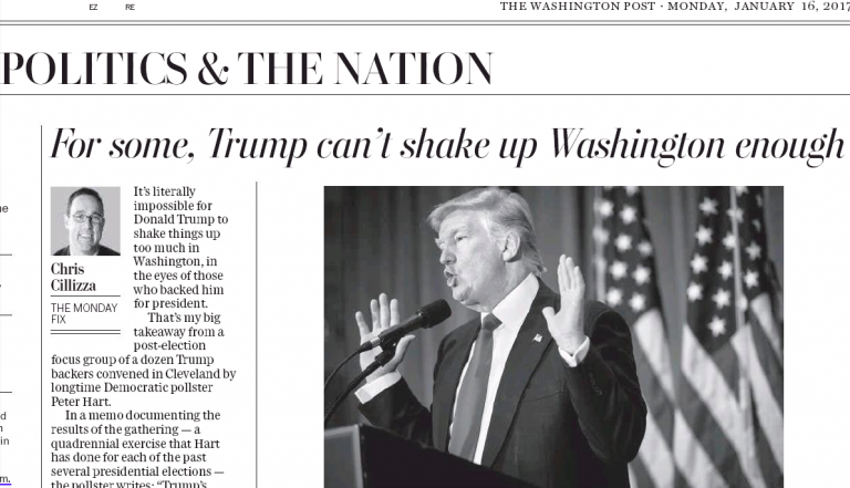 O Washington Post espera que novo presidente "agite" Washington